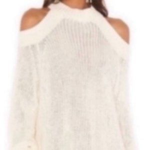 Free people cream cold shoulder sweater dress